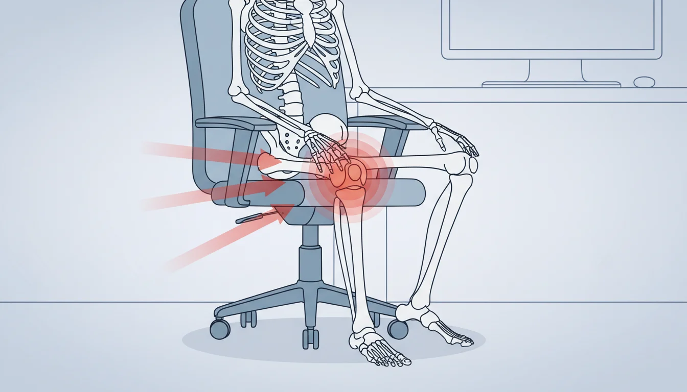 Illustration showing can office chair cause knee pain concept