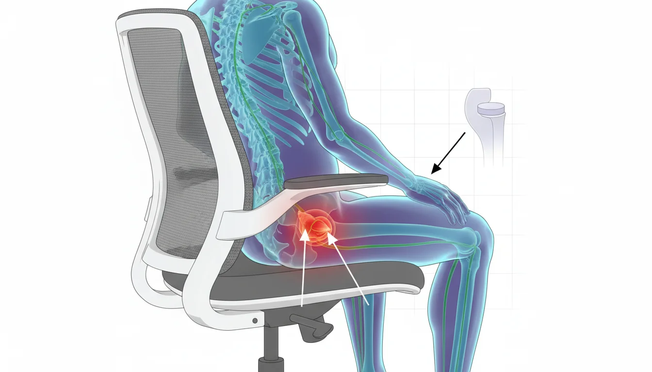 Illustration showing can office chair cause sciatica concept