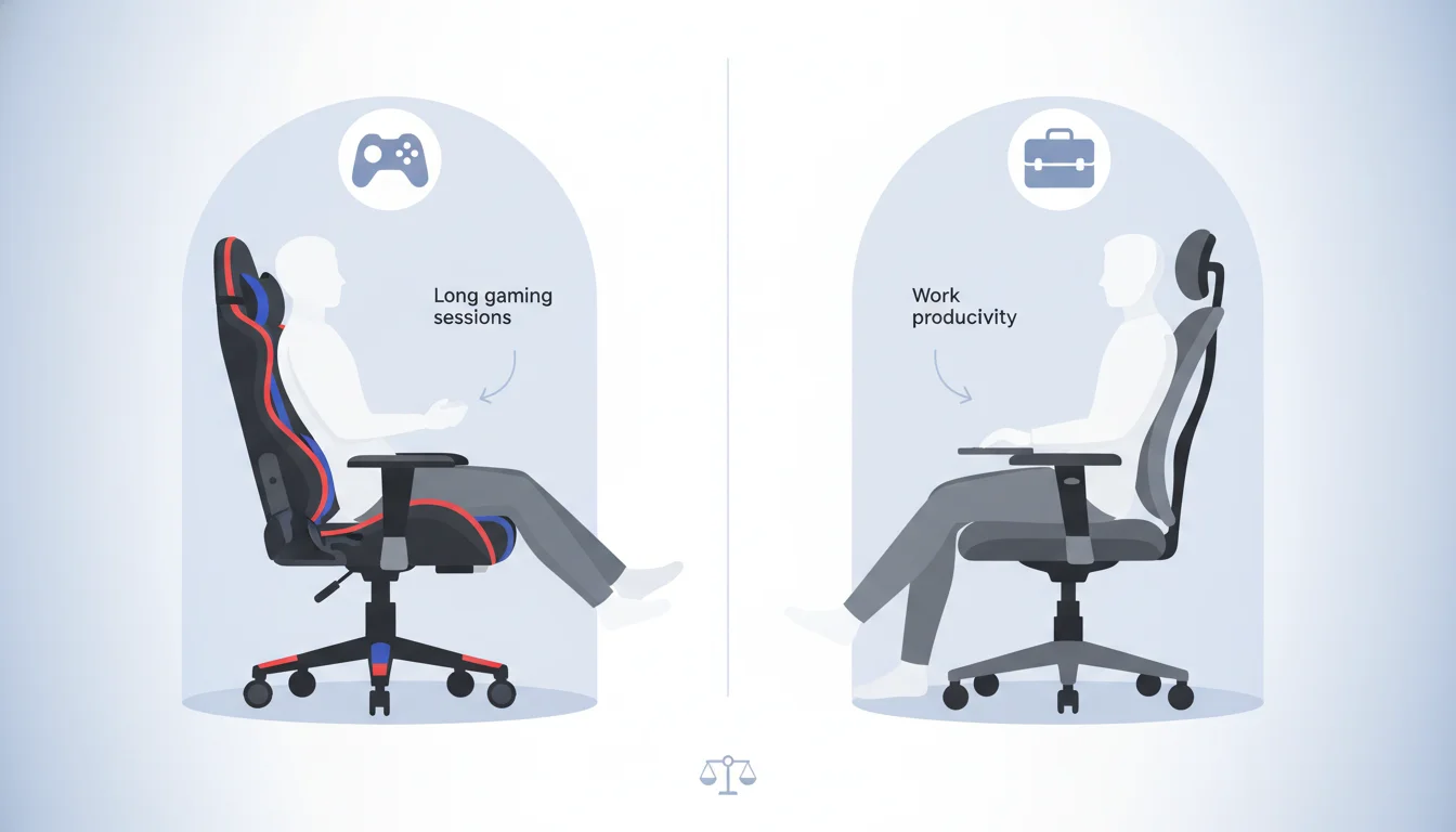 Illustration showing is a gaming chair better than an office chair concept