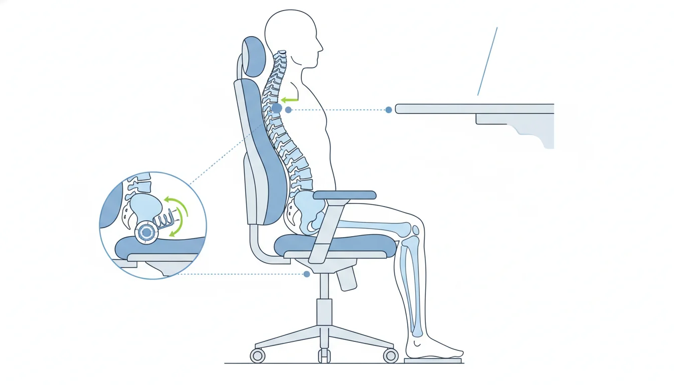 Illustration showing office chair after back surgery concept
