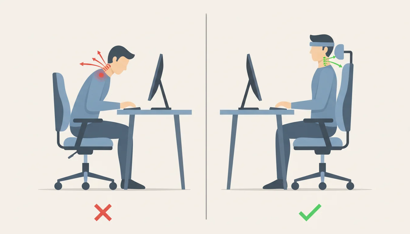 Illustration showing which office chair is best for neck pain concept