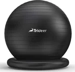 Trideer Exercise Yoga Ball Chair with Base for Home Office Desk, Stability & Fitness Ball Seat to Relieve Back Pain, Home Gym Workout for Abs, Pregnancy Ball with Pump