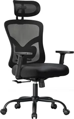 NOBLEWELL Ergonomic Office Chair with Padded Lumbar Support, 2D Headrest, Adjustable Armrests, Upgraded Contoured Seat Cushion, 130° Rocking Tilt, Computer Chair for Home Office, NWOC1-1