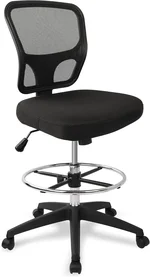 Armless Drafting Chair Tall Office Chair Adjustable Height High Back Ergonomic Desk Chair Drafting Stool Rolling Bar Stools Chairs with Footrest and Wheels