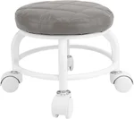 Asixxsix Low Roller Seat Stool, PU Leather Low Round Rolling Stool 360° Swivel Small Stool with Universal Caster Wheels Foot Stool for Home Office Garage Shop Fitness Sport (Grey)