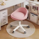 Swivel Rolling Stool with Wheels, Height Adjustable PU Leather Drafting Chair, Round Seat for Salon, Spa, Tattoo, Office, Home Use Pink Set of 1