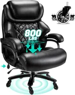 800lbs Big and Tall Office Chair with Wide Spring Seat, 360 Swivel & Heavy Duty Casters for Executive or Home Office Desk Chair (Black)