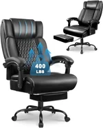 VITESSE Executive Heavy Duty Office Chair with Foot Rest, Ergonomic High Back Computer Gaming Chair, Big and Tall, 400lbs, Lumbar Support (Black)