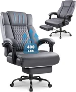 VITESSE Office Chair,Executive Heavy Duty Office Chair with Foot Rest Ergonomic High Back Computer Gaming Chairs Home Office 400lbs,Big and Tall Office Chair with Lumbar Support（Grey）