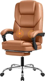 Furmax Office Chair, Executive Office Chair with Foot Rest Big and Tall Office Chair Ergonomic Home Office Desk Chairs Reclining High Back Leather Chair with Lumbar Support, 400LBS (Brown)