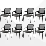 CLATINA New Classic Reception Guest Chair with Mesh Back and Armrests, Ergonomic Stacking Chair with Thickened Seat Cushion for Office Conference Waiting Room, Gray(8 Pack)