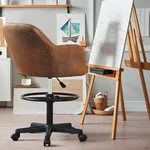 VECELO Drafting Chair with Height-Adjustable, Lumbar Support and Footrest, for Standing Desk Bedroom Vanity Office Living Computer Room