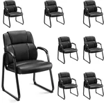 DUMOS Office Desk Guest Chair Set of 8, Leather Waiting Room Chairs with Padded Arms for Elderly Home Reception Area Conference Room Lobby Side breakroom