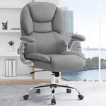 IWMH Executive Office Chair, Ergonomic Big and Tall Computer Desk Chair, High Back with Padded Flip-up Armrest, Lumbar Support Swivel Rolling Chair (Gray)