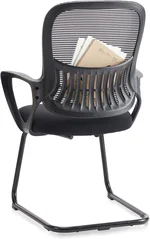 Office Guest Chair with Lumbar Support No Wheels, Stationary Non Rolling Mesh Mid Back Computer Side Chairs for Waiting Area Reception Conference Room Bedroom Carpet, 1 PCS