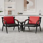 wonline Office Waiting Room Chairs Set of 2 Black Reception Guest Chairs with Arms Lobby & Waiting Room Furniture for Clinic, Hospital, Airport, Salon, Bank, Barber-Red&Black