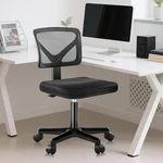 DUMOS Armless Desk Chairs with Wheels, Ergonomic Adjustable Home Office Swivel Rolling Task Chair No Arms, Comfy Mesh Mid Back Computer Work Vanity Desk Seat for Small Spaces, Black