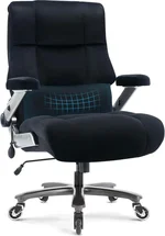 Big and Tall Office Chair 700lbs- Fabric High Back Executive Computer Chair with Adjustable Lumbar Support 3D Flip Arms Plus Size Rubber Wheels- Extra Wide Large Desk Chairs, Heavy Duty Metal Base