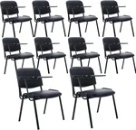 HNY Black Tablet Arm Chairs Set of 10, PU Comfort Office Waiting Room Guest Nesting Stacking Reception Chairs with Flip-Up Table Conference Chair for School Classroom Training Meeting Room
