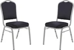 OEF Furnishings OEF9300F Series Silhouette Back Upholstered Stackable Banquet Chairs Premium Commercial Seating (2 Pack, Fabric, Diamond Navy, Silvervein Frame)