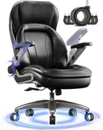 Big and Tall Office Chair, 600lbs Heavy Duty Desk Chair with 5D Arms and Adjustable Lumbar Support, PU Leather High Back Ergonomic Executive Home Office Computer Chair with 3'' Silent Casters