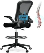 Frylr Office Drafting-Chairs Adjustable Height - Extended Height Office Chairs with Ergonomic Lumbar Support, Tall Desk Chair for Standing Desk, Counter Height Chair with 300 LB Capacity, Black