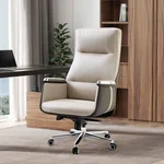 EUREKA ERGONOMIC Royal II Executive Office Chair High Back, Big and Tall with Extra Wide Seat, Silicone Leather Desk Chair Computer Chair, Modern Office Chair Home Office Desk Chairs - Beige Gray