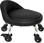 Rolling Stool with Backrest 450 Lbs High Weight Capacity PU Leather Roller Seat and Heavy-Duty Crystal Universal Wheels for Men Women Boy Girl Furniture Gift, Home Office Black