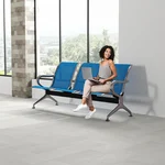 Kinfant Waiting Room Chair - 3-Seat Reception Guest Chair Waiting Room Bench with Armrest for Airport Hospital Bank Salon Barber Hall, Blue