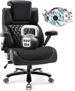 Big and Tall Office Chair 500lbs- Adjustable Lumbar Support&Headrest, Wide Breathable Mesh Seat, High Back Large Executive Computer Desk Chair Ergonomic Design for Back Pain, Black