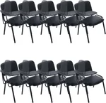 Vinyl Leather Reception Chairs with Desk Attached, Black Stackable Waiting Room Chairs, Black Classroom Chair for Student/Office/Conference Room/Meeting/Church, 10-Packs