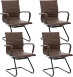 CIMOTA Waiting Room Chairs Set of 4 Leather Office Guest Chair Mid Back Reception Chairs with Sled Base for Meeting/Patient/Conference Room, Retro Brown, 4PCS