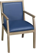 Regent WallGuard Guest & Reception Waiting Room Wood Side Chair - Noble Oak/Navy Blue Vinyl