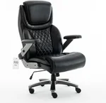 500 lbs Executive Office Chair for Big and Tall, Ergonomic High-Back Desk Chair with Adjustable Headrest, 3D Reversible Armrests, Silent Casters, Heavy Duty PU Leather Computer Chair (Black)