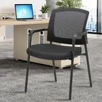 CLATINA Mesh Back Stacking Office Reception Chairs with Upholstered Seat and Ergonomic Lummber Support, Stackable Waiting Room Chair no Wheels for School Church Conference Lobby, Black