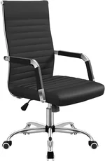 Shahoo PU Leather Office Chair, Mid-Back Chairs, Executive Swivel Armchair for Conference Room, Home Offices, Black