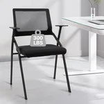 CLATINA Stackable & Foldable Office Chairs with Ergonomic Lumbar Support and Thickened Seat Cushion, Folding Mesh Fabric Reception Guest Chair for School Church Lobby Conference Room, Black