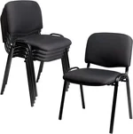 CLATINA Stackable Waiting Room Chairs, Cloth Fabric Guest Reception Chair with Upholstered Thickene Seat and Back Support, Stacking Chair Metal Leg for Office School Church Conference, Black, 5 Pack