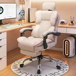 Office Chair Big and Tall Executive Desk Chair with Leg Rest, Adjustable Height Computer Gaming Chair with Headrest for Home Office, White