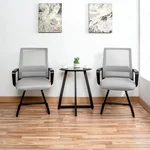 Ergonomic Office Guest Chairs with Mesh Back, Sled Base Reception Chairs for Lobby, Conference Room, Medical Waiting Room Chairs with Armrests - Gray, Set of 2