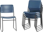 Flash Furniture Hercules Series High Density Vinyl Stacking Chairs for Waiting Rooms and Offices, Lobby Chairs with Padded Seats and Frames, Set of 5, Navy