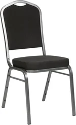 Flash Furniture Hercules Series Crown Back Stacking Banquet Chair in Black Fabric - Silver Vein Frame
