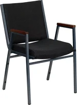 Flash Furniture HERCULES Series Heavy Duty Black Dot Fabric Stack Chair with Arms and Ganging Bracket