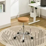 Office Desk Chair, Adjustable Swivel Rolling Stool 19.5’’-26.6’’,Camel Brown Desk Stool with Wheels (Camel Brown)