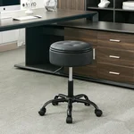 Drafting Chair with Storage, Adjustable Leather Drafting Stool 20.67"-24.61", Black Rolling Office Stool