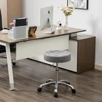 Office Stools with Quiet Wheels (300lbs Capacity) (Sturdy Aluminum Base) Multifunctional Nail Stool (Gray)
