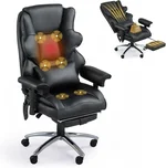 Executive Office Chair, 6-Point Massage Office Chair with Heating Function, High Back PU Leather & Ergonomic Lumbar Support-Black