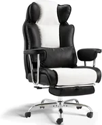 Big and Tall Office Chair with Foot Rest Comfortable Executive Reclining Office Large Leather Chair with Adjustable High Back Heavy Duty for Heavy People up to 400lbs