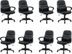 CLATINA Office Chair - Mid Back Leather Computer Desk Chair with Wheels, Ergonomic Executive Swivel Chair with Lumbar Support, Armrest for Home Office Black, 8 Pack