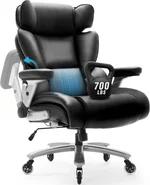 Big and Tall Office Chair 700lbs with Lumbar Support, Executive Office Chairs with Flip-up Armrest and Wider Seat, High-Back Leather Reclining Ergonomic Gaming Chair for Home, Office